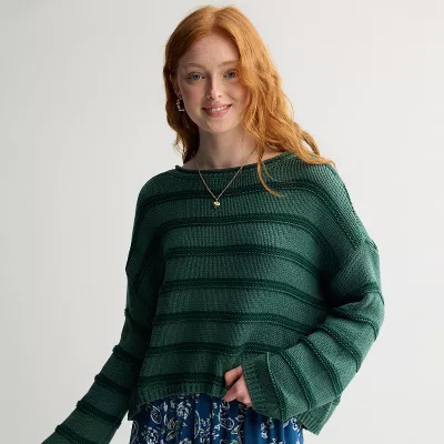 Juniors' SO® Textured Boatneck Sweater