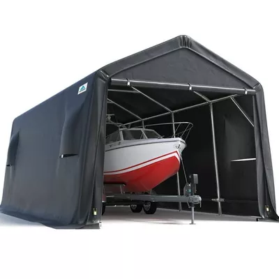 ADVANCE OUTDOOR 10x15 ft Outdoor Storage Shelter Shed with 2 Roll up Zipper Doors & Vents Peak Roof Carport for Motorcycle Waterproof and UV Resistant Anti-Snow, Gray