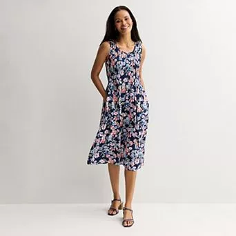 Women's Croft & Barrow® Smocked Midi Dress