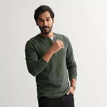 Men's Sonoma Goods For Life® Long Sleeve Textured Henley Tee