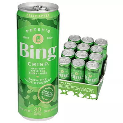 Bing Beverage Healthy Energy Drinks, Bing Crisp, 12 oz (12 Pack)