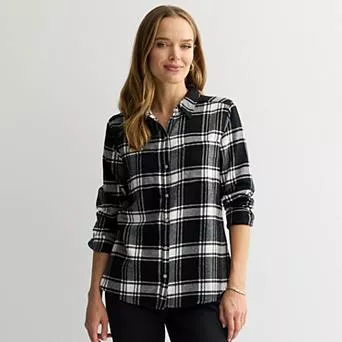 Women's Croft & Barrow® The Extra Soft Plaid Flannel Shirt