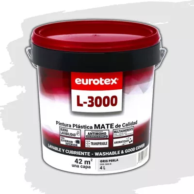 PINTURA PLASTICA GRIS PERLA MATE 4L L3000