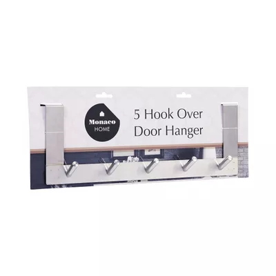 Stainless Steel Over Door 5 Hook Rail