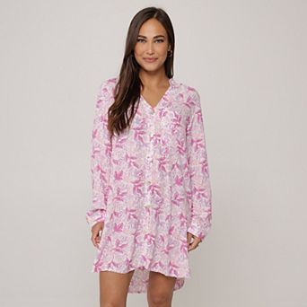 Women's J. Valdi Floral V-Neck Button Down Swim Cover-Up Shirt