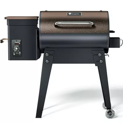 KingChii 456 SQ.IN. Wood Pellet Grill & Smoker with Automatic Temperature Control, Foldable Legs for Easy Storage and Transport, Multifunctional BBQ Grill for Outdoor Cooking