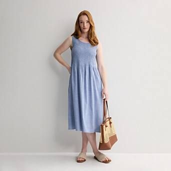 Women's Croft & Barrow® Smocked Midi Dress