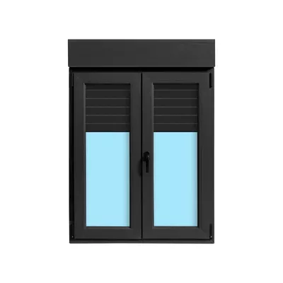 VENTANA PVC  OSCILOBATIENTE CON PERSIANA GRIS GRAFITO 100X138CM