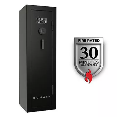 Sports Afield 12 Gun 5.51 cu. ft. Electronic/Key Lock Domain Fire Gun Safe, Black