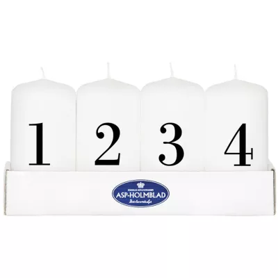 Adventsbloklys, 12 cm, hvid