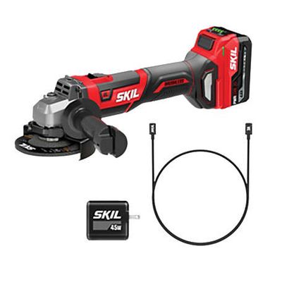 SKIL PWRCore 20 Brushless 20V 4-1/2 in. Angle Grinder Kit with 4.0Ah USB-C Battery and PD 45W Charger