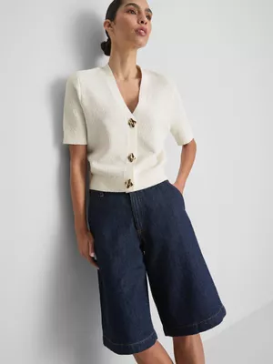 Cárdigan de manga corta de punto texturizado