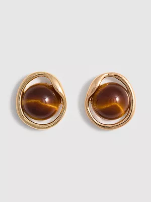 Pendientes de botón con detalle de piedra