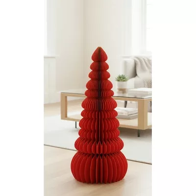 Honeycomb Paper Tree Christmas Decoration, Red, 35", by Holiday Time