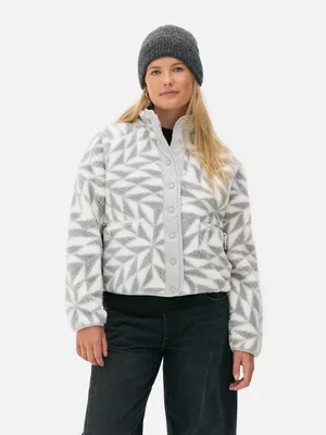 Forro polar de borreguito estampado con botones