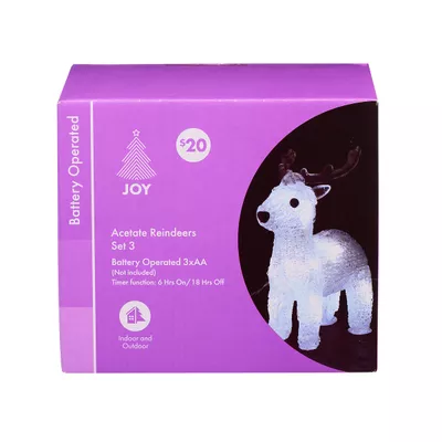 Christmas Battery-Operated 3pc Mini Reindeer Set