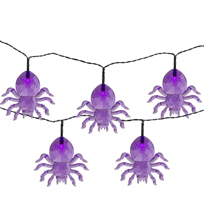 Northlight 10-Light Purple LED Spider Halloween String Lights