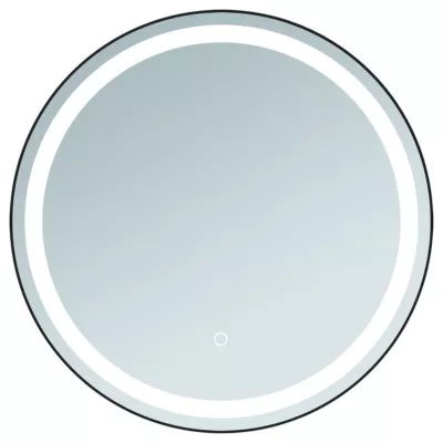 Rønne, Spejl m. LED, sort, Ø60 cm