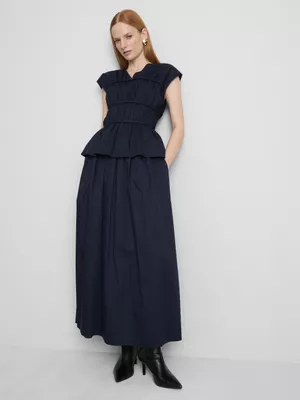 Falda midi de bajo circular de algodón de The Edit