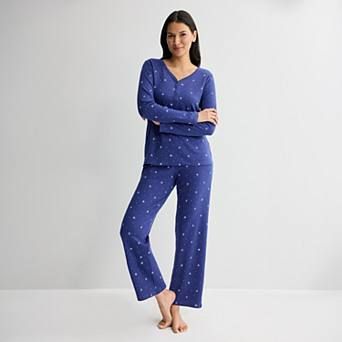 Women's Croft & Barrow® Long Sleeve Textured Knit Pajama Top & Pajama Bottoms Set