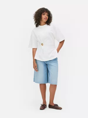 Camiseta de algodón con cintura ceñida