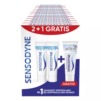 Sensodyne Fluorid Extra Frisch 2 x 75ml + MultiCare Sanftweiss 75ml gratis, 12er Pack