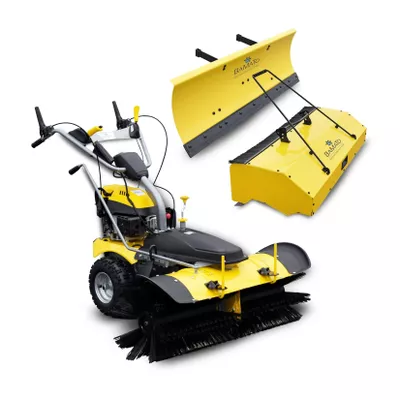 BAMATO Kehrmaschine KEM-1000 mit Sammelbehälter / Schneeschild / E-Start