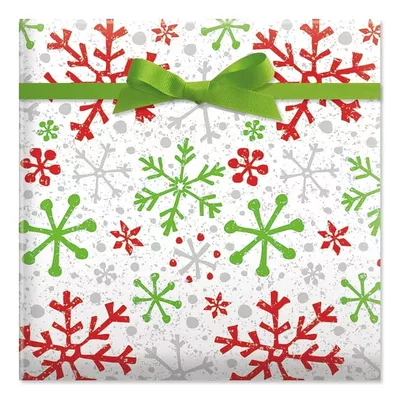 Current Crackle Snow Red Jumbo Christmas Rolled Gift Wrap - 23" x 32', Heavyweight