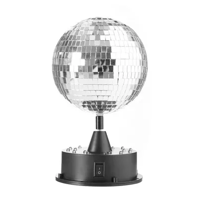 Urban Shop LED Rotating Mirror Disco Ball Table Lamp, Color-Changing Party Light