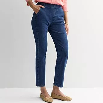 Women's Croft & Barrow® Straight Leg Denim Pull-On Pants