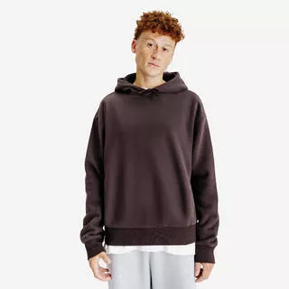 DECATHLON Felpa uomo ELEMENTALS con cappuccio oversize pesante marrone