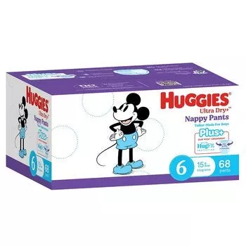 Huggies Boys' Ultra Dry Nappy Pants Plus Size 6 Walker (15kg+) 68 Pants