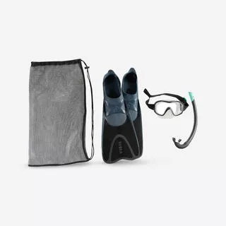 SUBEA Set snorkeling adulto FMS 100 pinne maschera e boccaglio nero
