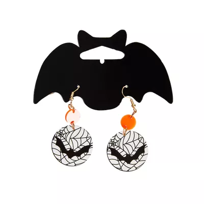 Halloween Earrings Bat In Web