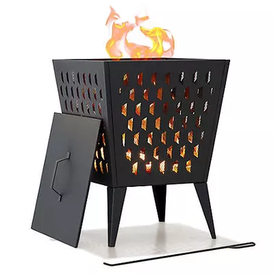 New!  Sunjoy 18 in. Hartefeld Fire Pit, Steel Outdoor Patio Fire Pit Wood Burning Backyard Firepit with Fire Poker