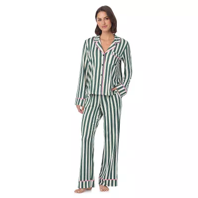 Women's Beauty Sleep Social Halloween 2 pc Cozy Notch Long Sleeve Pajama Top & Pajama Pants Set
