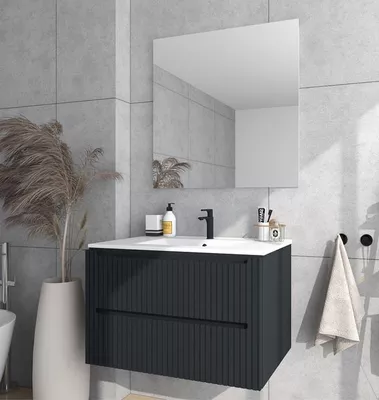 MUEBLE DE BAÑO BLUR NEGRO MATE 60X45CM 2 CAJONES