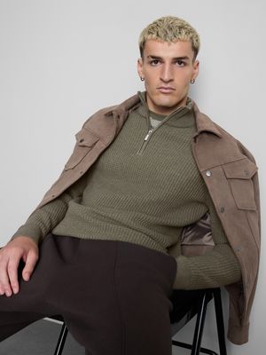 Jersey texturizado con cremallera de 1/4