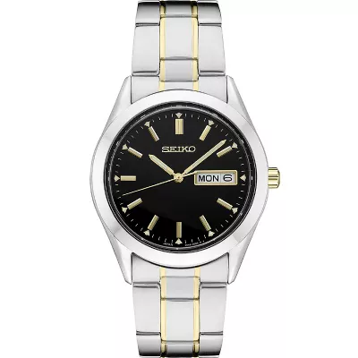 Seiko Men's Essential Two Tone Black Dial Watch - SUR363