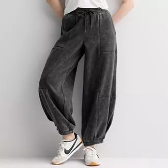 Juniors' Pink Republic Fleece Barrel Leg Joggers