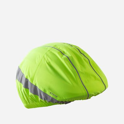 BTWIN Helmüberzug 960 wasserdicht Sichtbarkeit Tag und Nacht neongelb