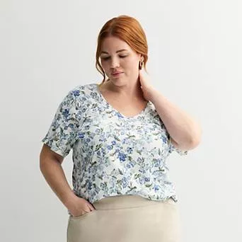 Plus Size Croft & Barrow® Essential V-Neck Top