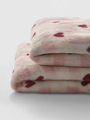 Manta supersuave a cuadros vichy con corazones