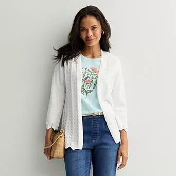 Women's Croft & Barrow® Chevron Open-Front Cardigan