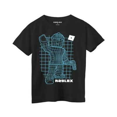 Roblox Boy's Character Glow Ink Short Sleeve Black T-Shirt, Large