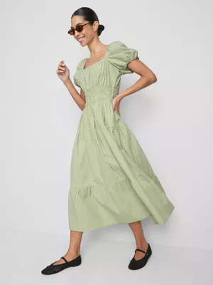 Vestido midi de cuadros a capas de Stacey Solomon