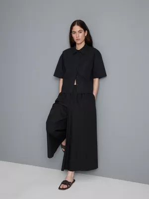 Falda-pantalón de algodón tacto papel