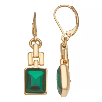 Nine West Square Stone Chain Link Drop Earrings