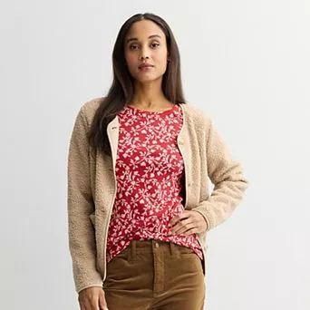 Petite Croft & Barrow® Crewneck Long-Sleeve Tee