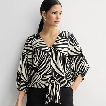 Women's Nine West Tie Waist Popover Blouse